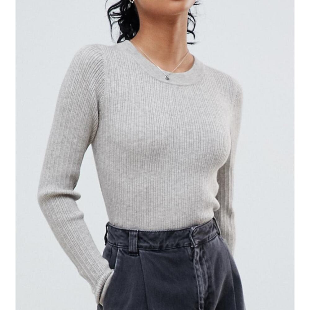 New ~ ASOS ~ Fine Knit Ribbed Crew neck blouse ~  Size 16 VISCOSE